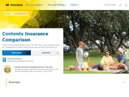AA Insurance homepage