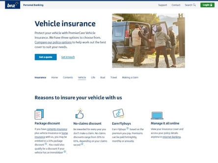 BNZ homepage