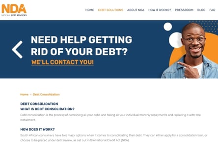 National Debt Advisors homepage