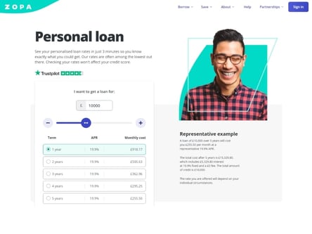 Zopa Loans homepage