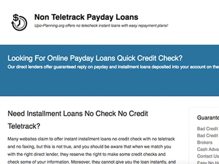 Non Teletrack Payday Loans homepage