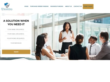 Unahina Solutions homepage