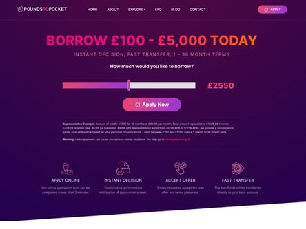 Pounds to Pocket homepage