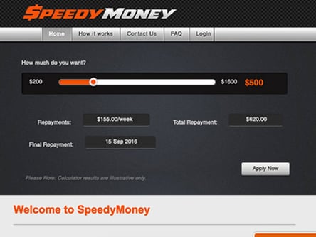 Speedy Money homepage