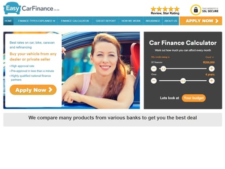 Easy Car Finance homepage
