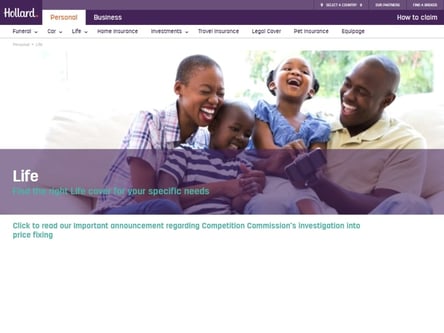 Hollard homepage