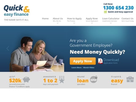 Quick & Easy Finance homepage
