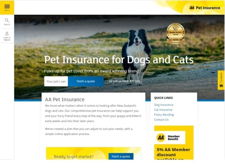 AA Insurance homepage