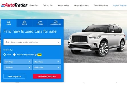 Auto Trader homepage
