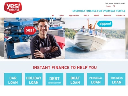 Yes Finance homepage