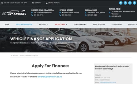 WP Motors homepage