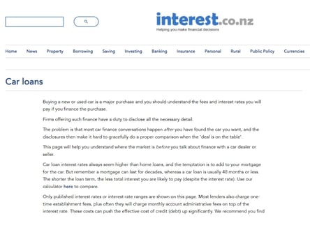 interest.co.nz homepage