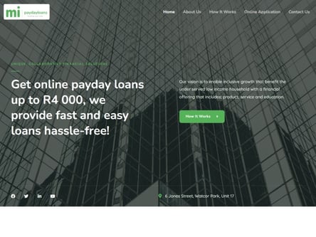 Mipaydayloans homepage
