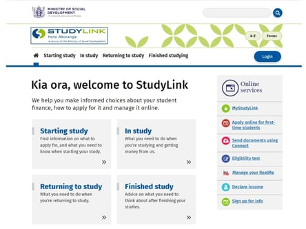 StudyLink homepage