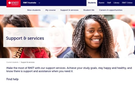 RMIT University homepage