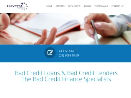 Universal Finance homepage