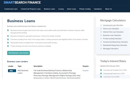 Smart Search Finance homepage