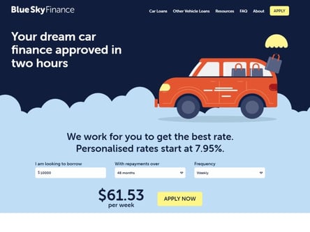 Blue Sky Finance homepage