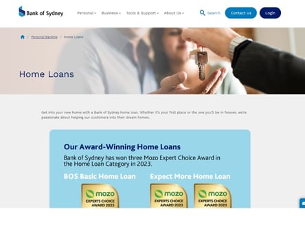 Bank of Sydney homepage