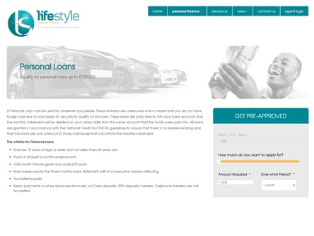 Lifestyle Financial Services homepage