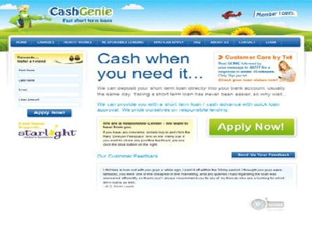 Cash Genie Loans homepage