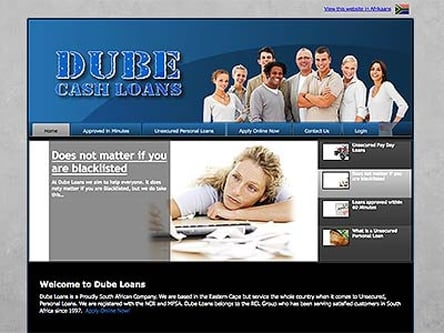 Dube Loans homepage