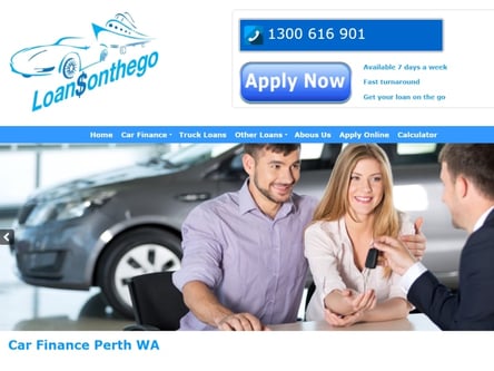 Loans on the Go homepage
