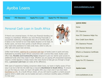 Ayoba Loans homepage