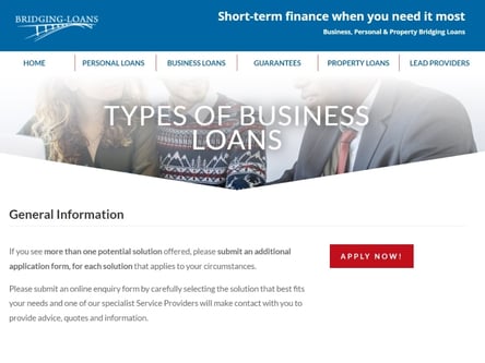 Bridging Finance homepage