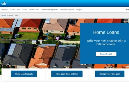 Citibank homepage