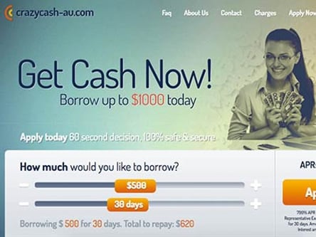 Crazy Cash homepage