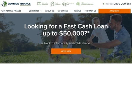 Admiral Finance homepage