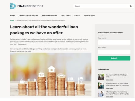 Finance District homepage