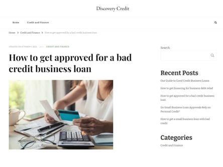 Discovery Credit homepage