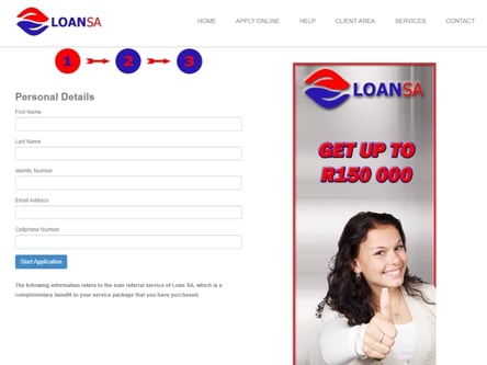 Loan SA homepage
