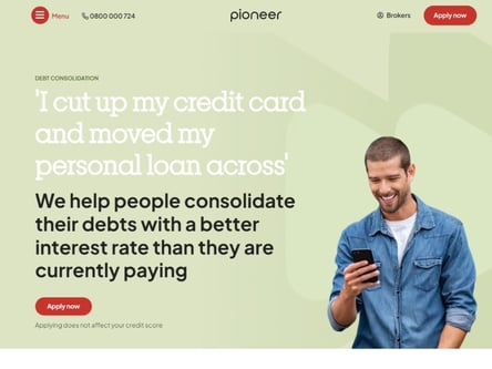 Pioneer Finance homepage