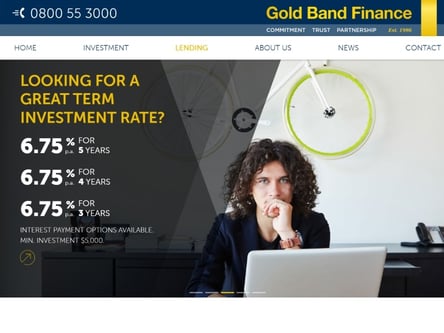 Gold Band Finance homepage