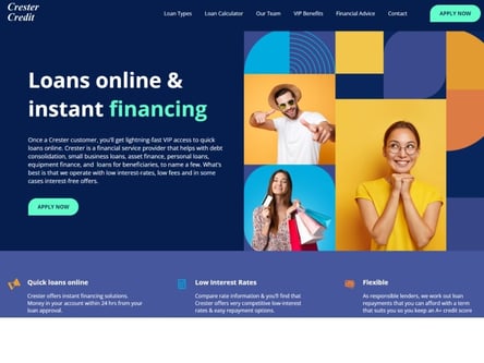 Crester Credit homepage