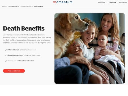 Momentum Insurance homepage