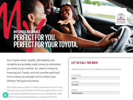 MyToyota Insurance  homepage