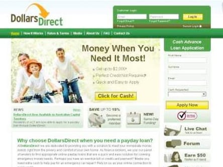 Dollars Direct homepage