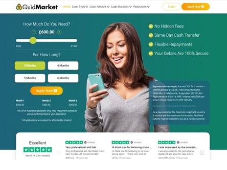 QuidMarket Loans homepage