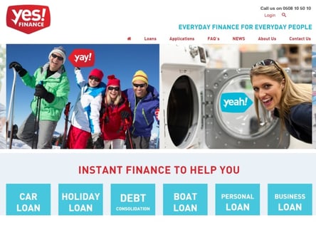 Yes Finance homepage