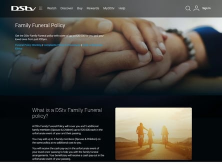 Dstv Funeral Cover homepage