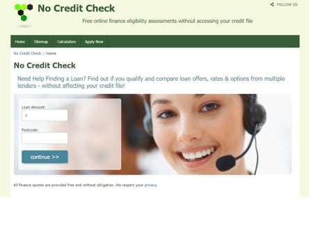 No Credit Check homepage