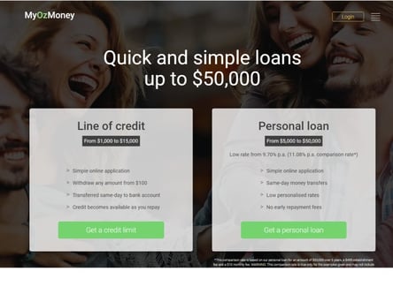 Oz Money homepage