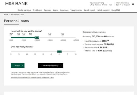 M&S Bank homepage