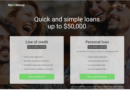 My Oz Money homepage