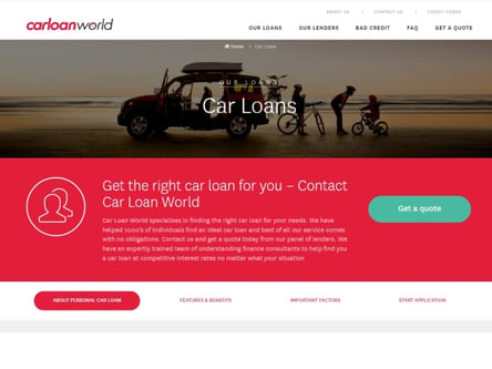 Car Loan World homepage