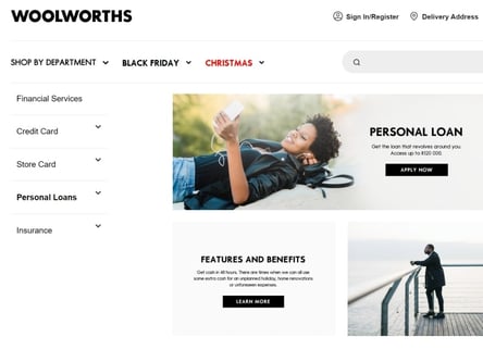 Woolworths Loans homepage